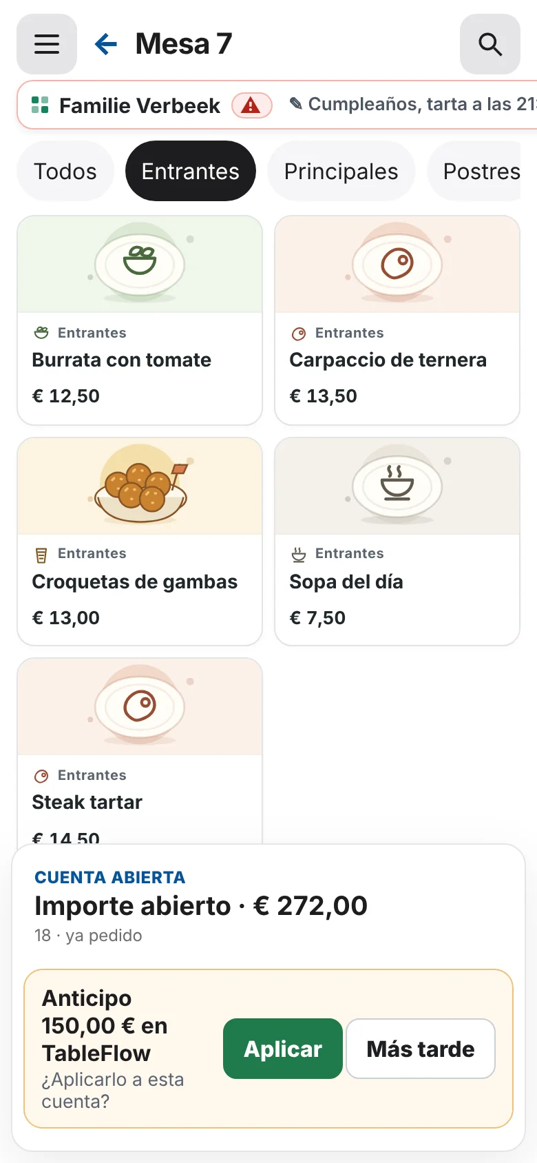 Llega la mesa 7.